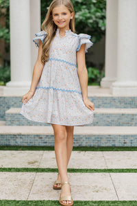 Girls: Come For It Blush Pink Ditsy Floral Babydoll Dress