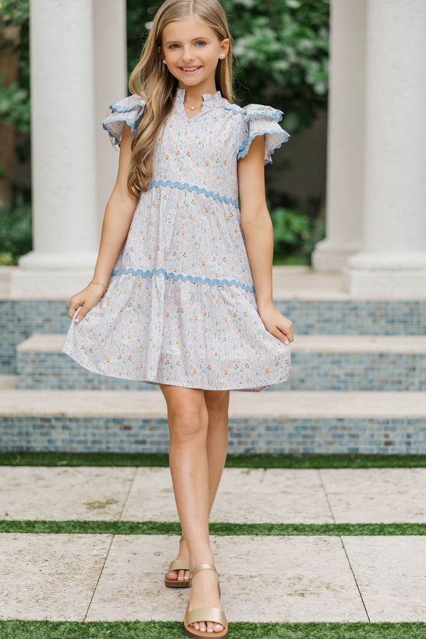 Girls: Come For It Blush Pink Ditsy Floral Babydoll Dress