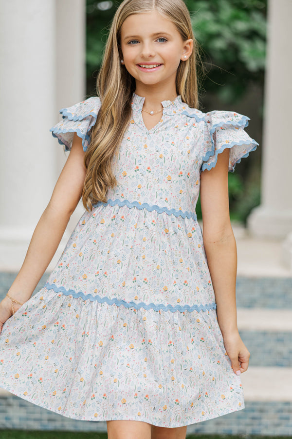 Girls: Come For It Blush Pink Ditsy Floral Babydoll Dress