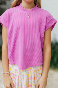 Girls: The Dina Pink Ribbed Top