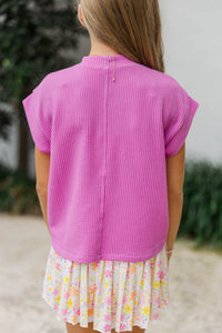 Girls: The Dina Pink Ribbed Top