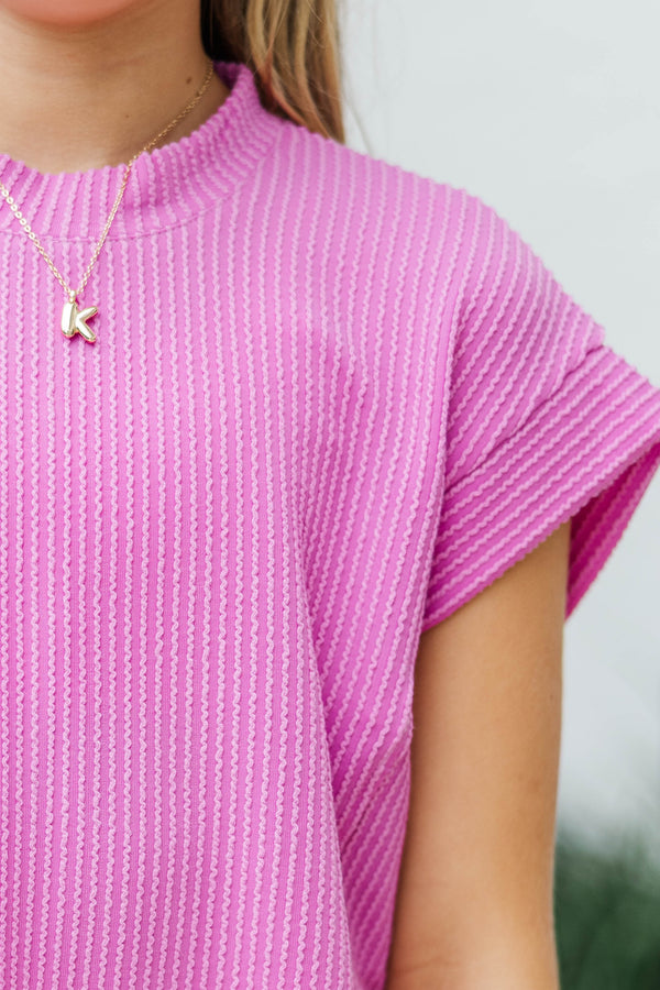 Girls: The Dina Pink Ribbed Top