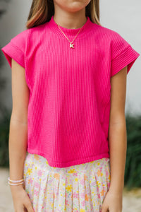 Girls: The Dina Fuchsia Pink Ribbed Top
