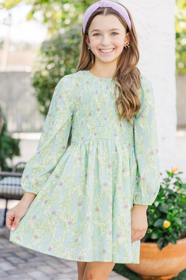 Girls: Getting Close Blue Floral Smocked Dress, (10/12) - The Mint Julep Boutique | Women's Boutique Clothing Girls: Getting Close Blue Floral Smocked Dress, (10/12) - The Mint Julep Boutique | Women's Boutique Clothing