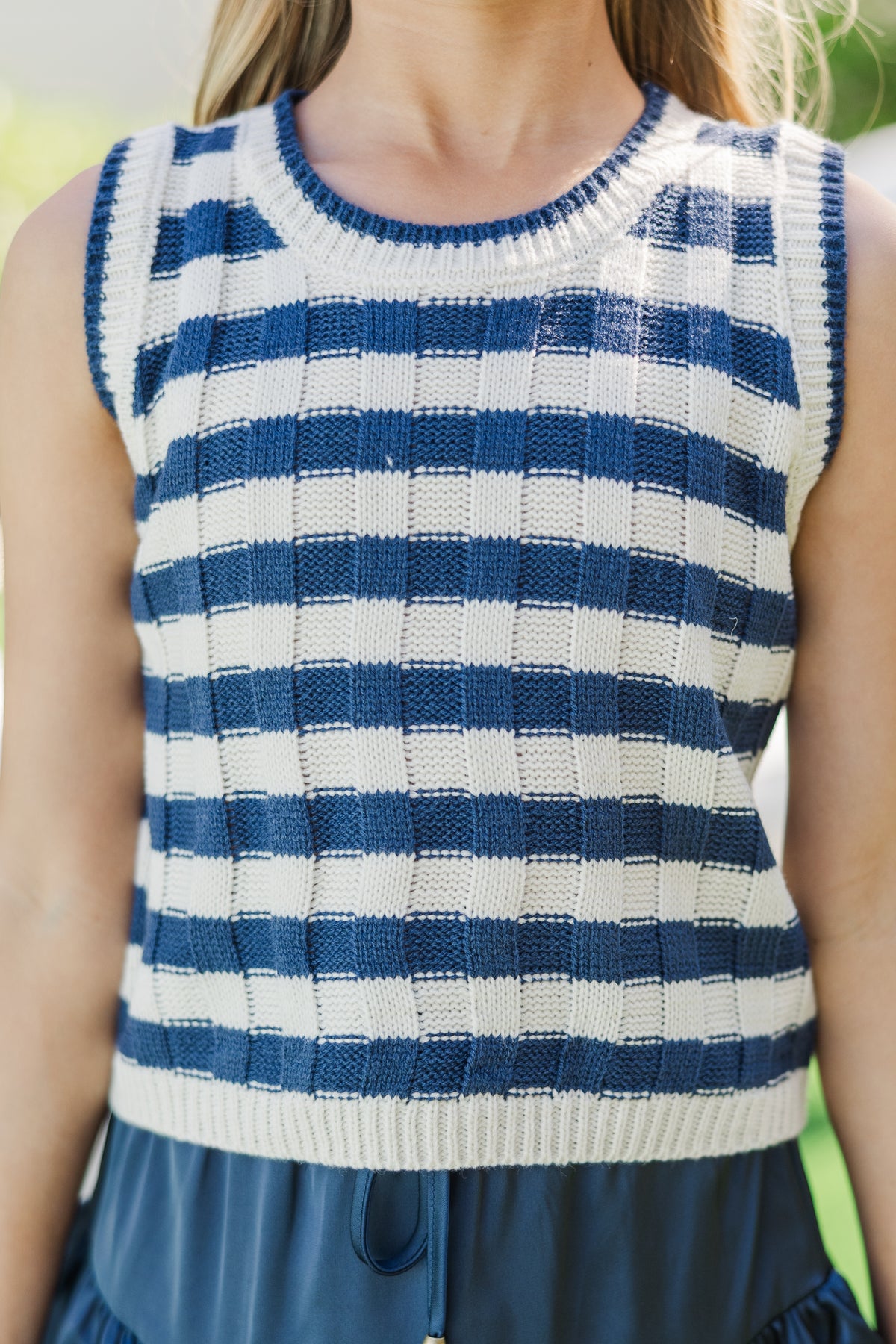 Girls: Main Character Navy Blue Striped Knit Tank – Shop the Mint