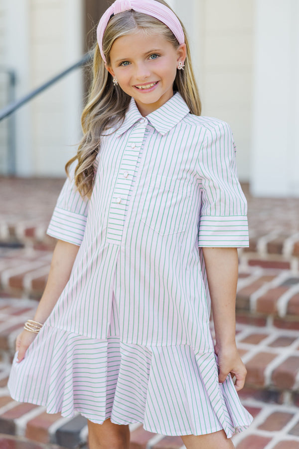 Girls: The Sally Pink Striped Dress