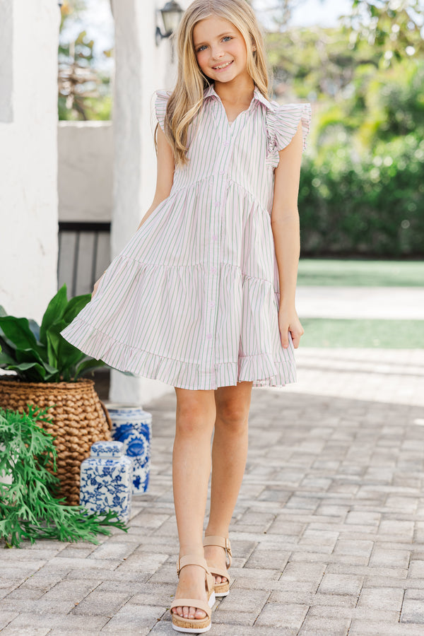 pink and gray striped dress New Sz L 10, 12 Old Navy Pink and Gray Striped Dress