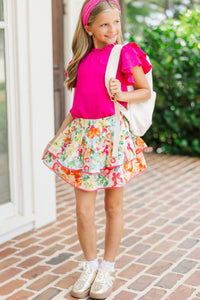 Girls: See You Out Fuchsia Pink Ruffled Blouse