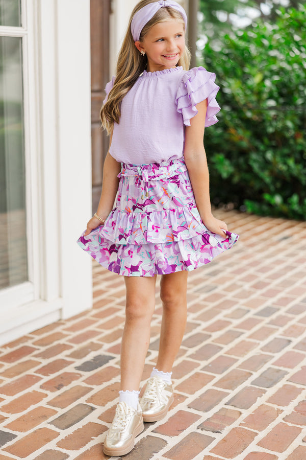 Girls: See You Out Lavender Ruffled Blouse