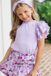 Girls: See You Out Lavender Ruffled Blouse