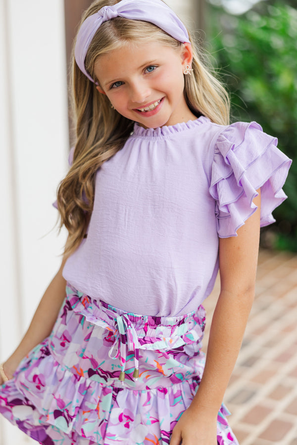 Girls: See You Out Lavender Ruffled Blouse