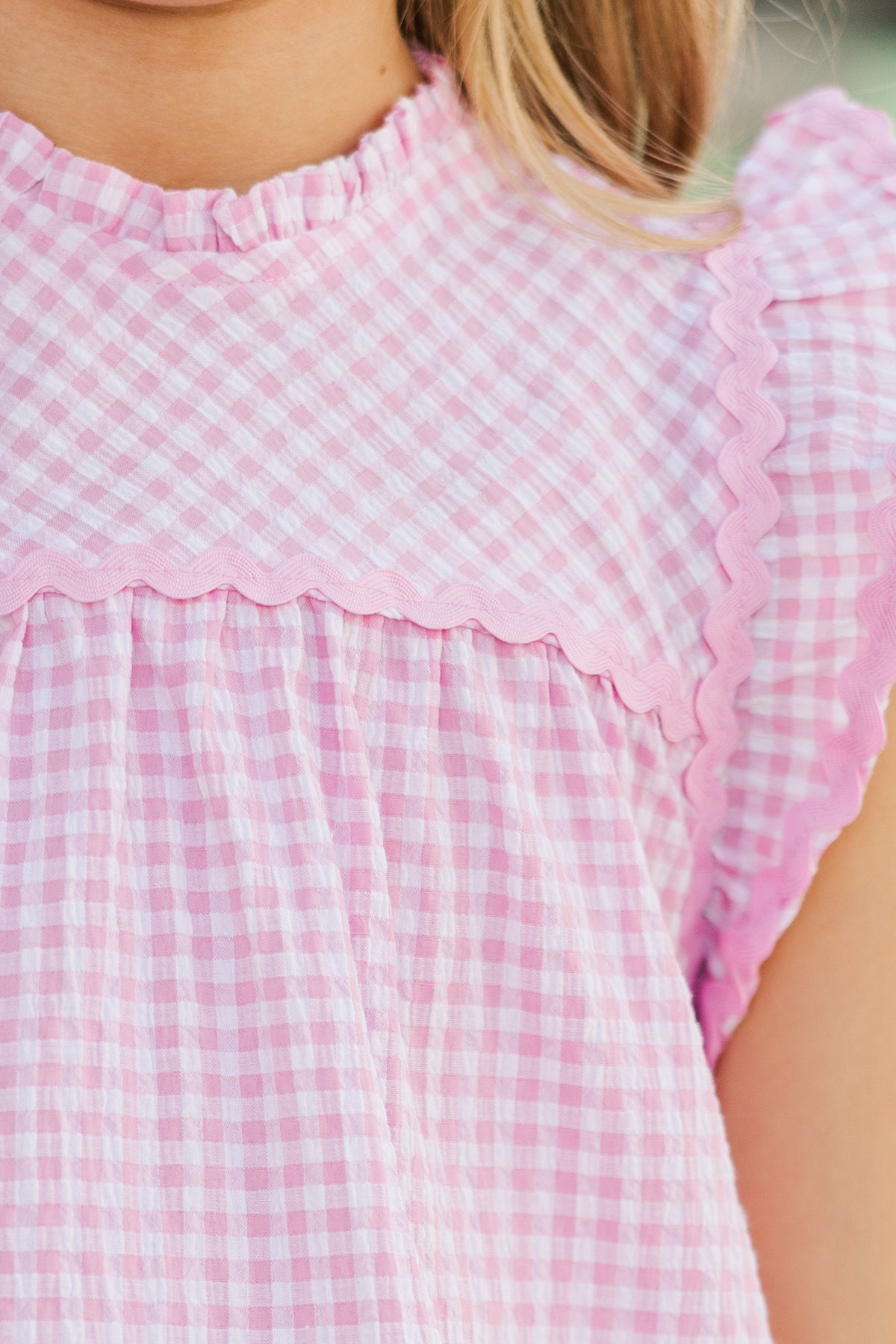 Pink Gingham Bunny Blouse and Bloomers Set main image 0