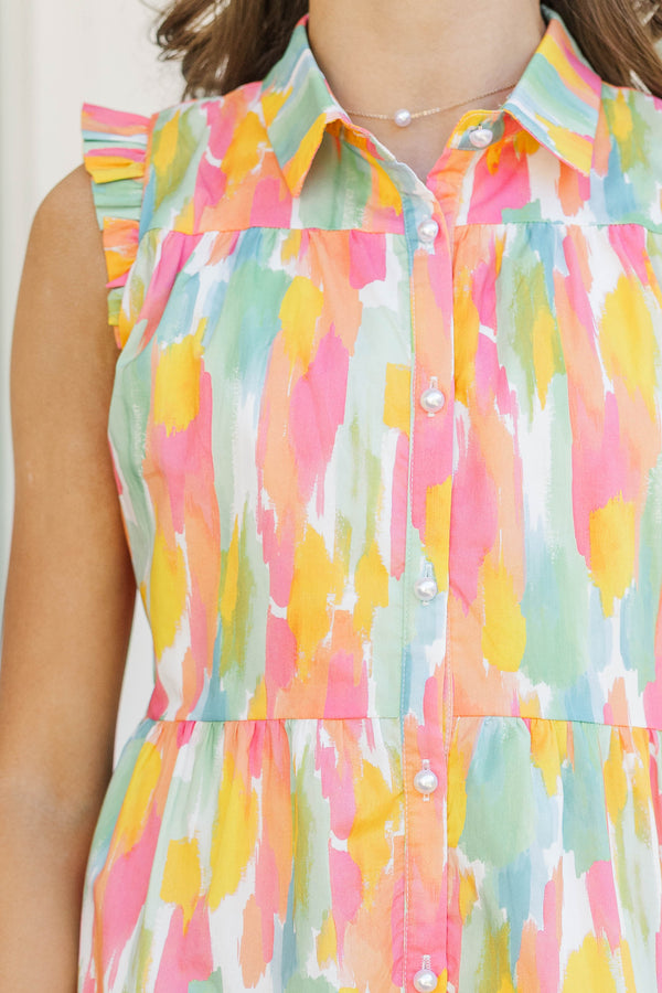 Girls: The Erin Peach Watercolor Dress