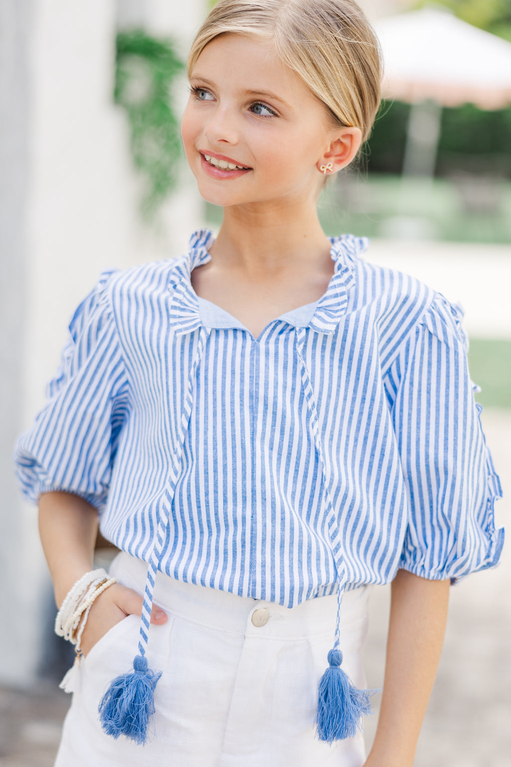 Girls: The Nora Blue Striped Blouse – Shop the Mint