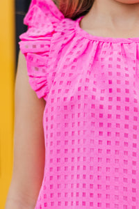 Girls: The Willa Fuchsia Ruffled Blouse