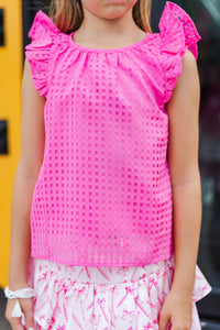 Girls: The Willa Fuchsia Ruffled Blouse