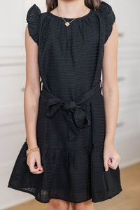Girls: Looking For You Black Textured Dress