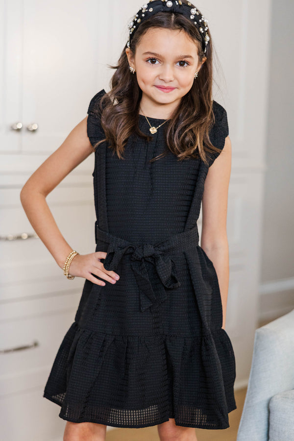 Girls: Looking For You Black Textured Dress