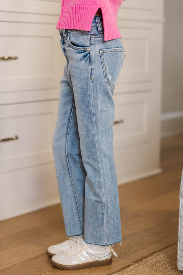 Girls: Feeling Your Best Light Wash Straight Leg Jeans