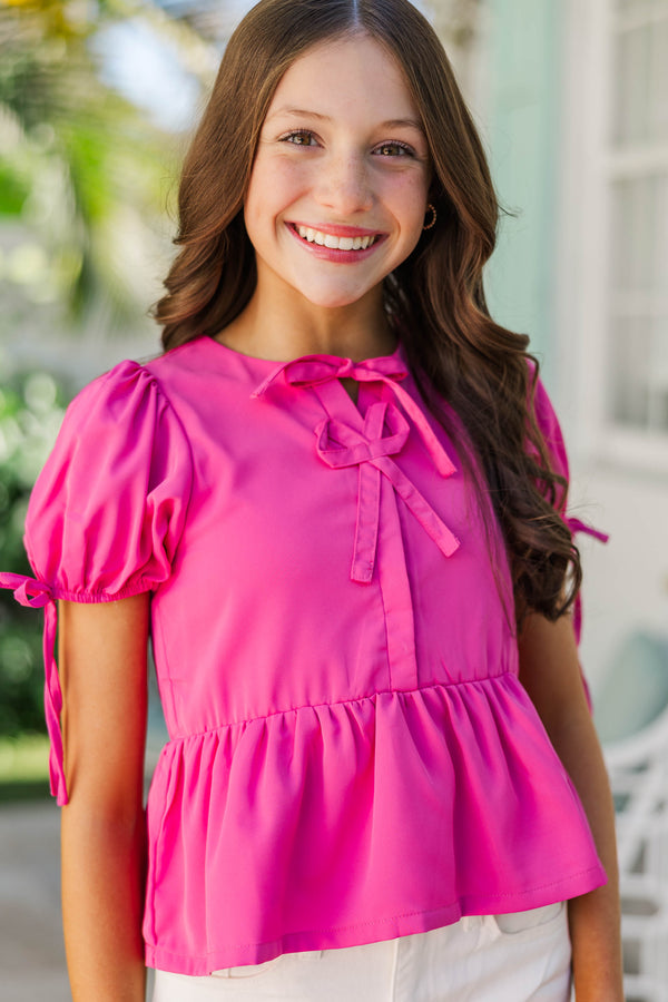 Girls: The Oaklynn Pink Blouse