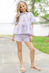 Girls: The Sansa Purple Gingham Set