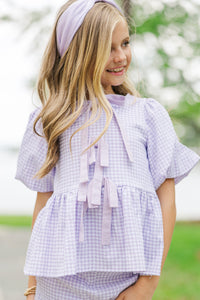 Girls: The Sansa Purple Gingham Set