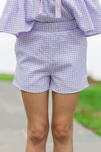 Girls: The Sansa Purple Gingham Set