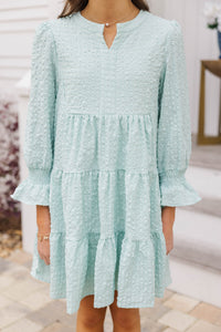 Girls: In Your Happy Place Mint Textured Dress