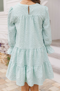 Girls: In Your Happy Place Mint Textured Dress