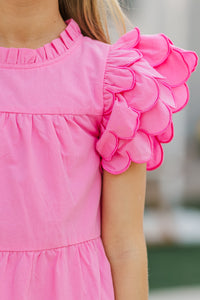 Girls: The Holland Pink Scalloped Dress
