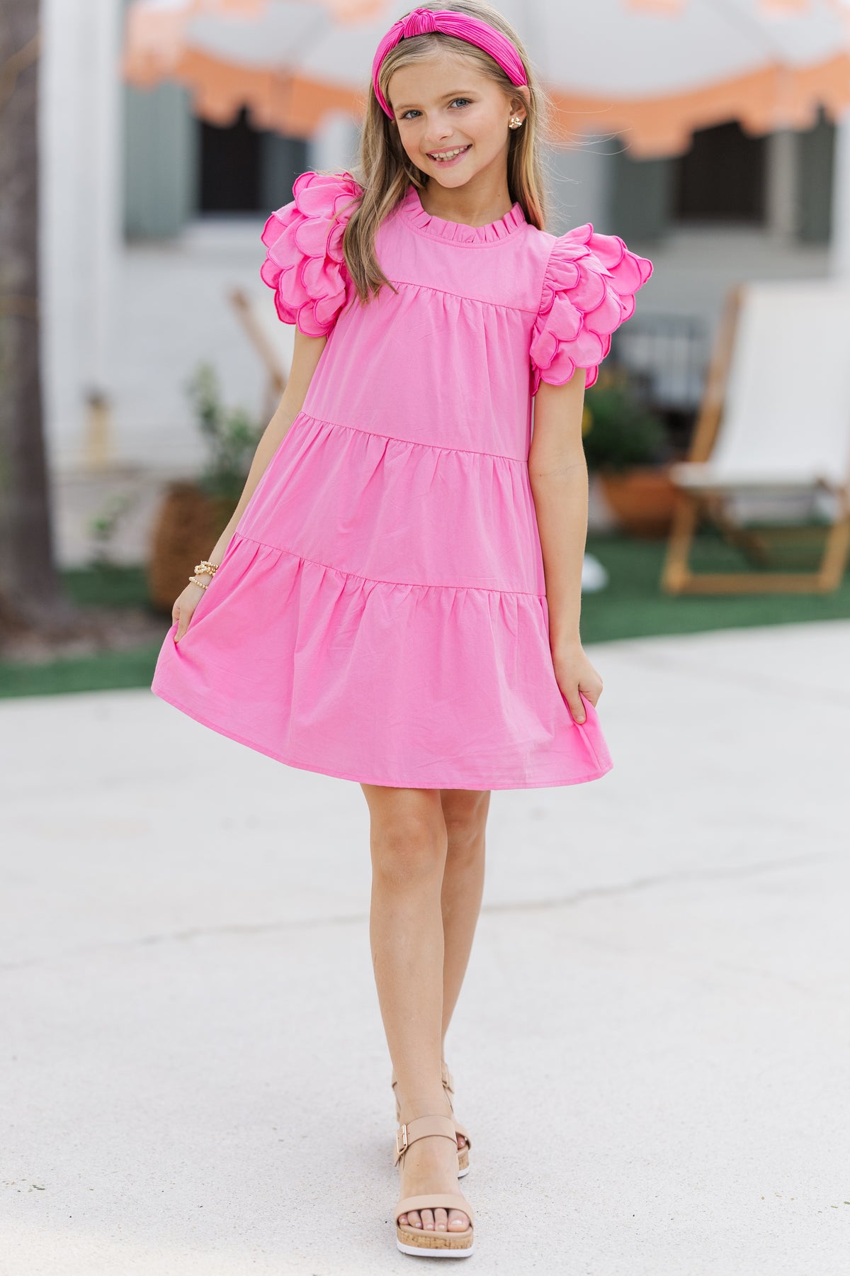 Girls: The Holland Pink Scalloped Dress, (7/8) - The Mint Julep Boutique