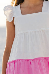 Girls: The Moira Pink Colorblock Dress