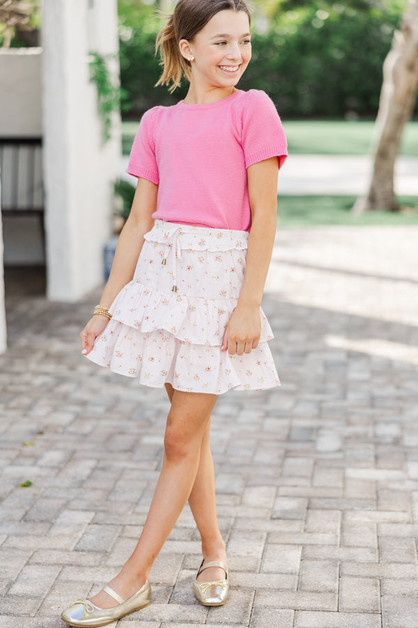 Girls: Work Of Art  Pink Short Sleeve Sweater