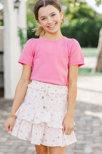 Girls: Work Of Art  Pink Short Sleeve Sweater