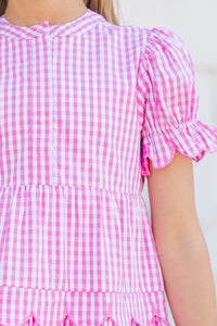 Girls: Perfectly Paired Pink Gingham Dress