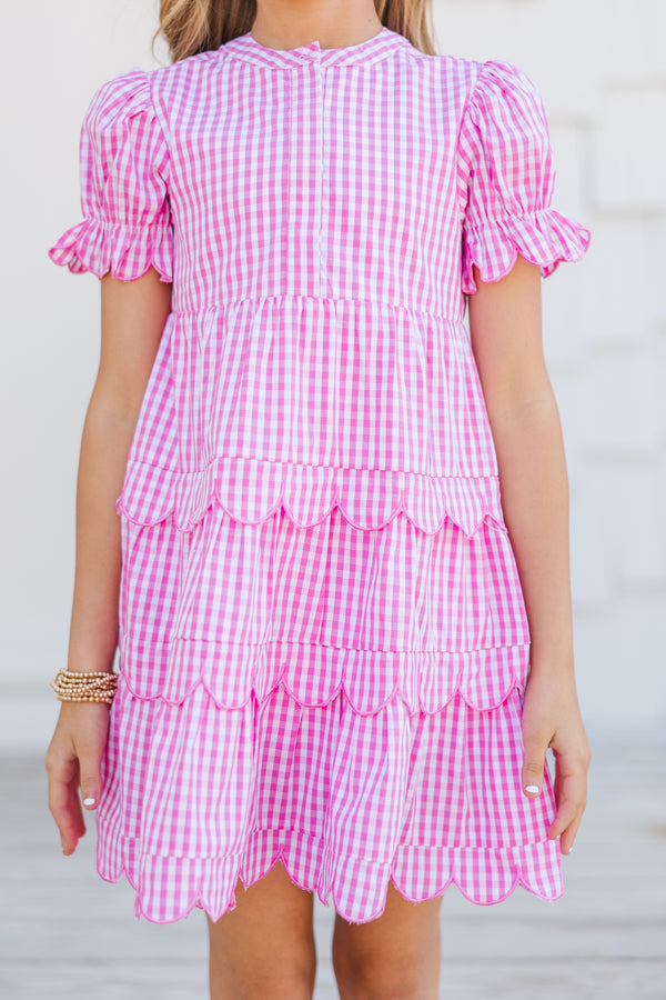 Girls: Perfectly Paired Pink Gingham Dress