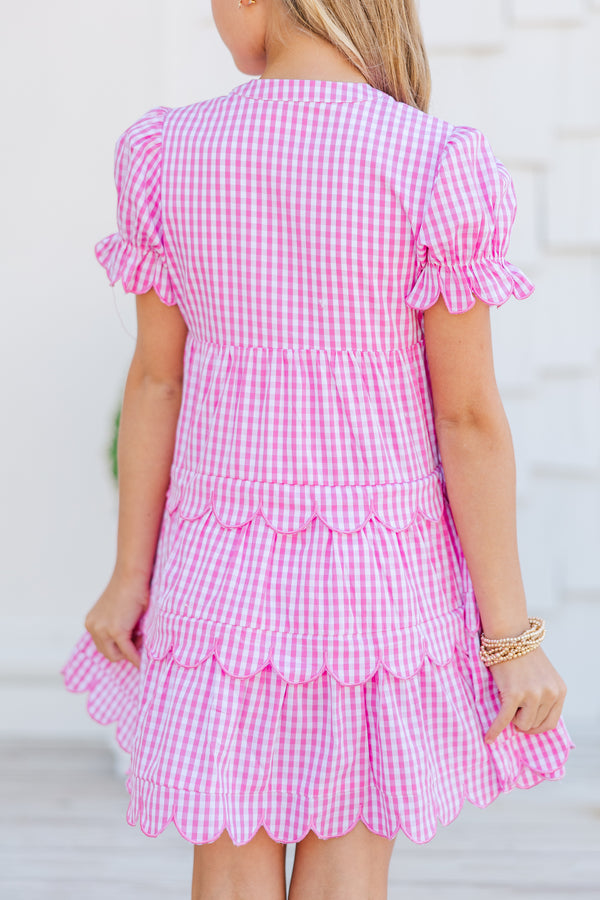 Girls: Perfectly Paired Pink Gingham Dress