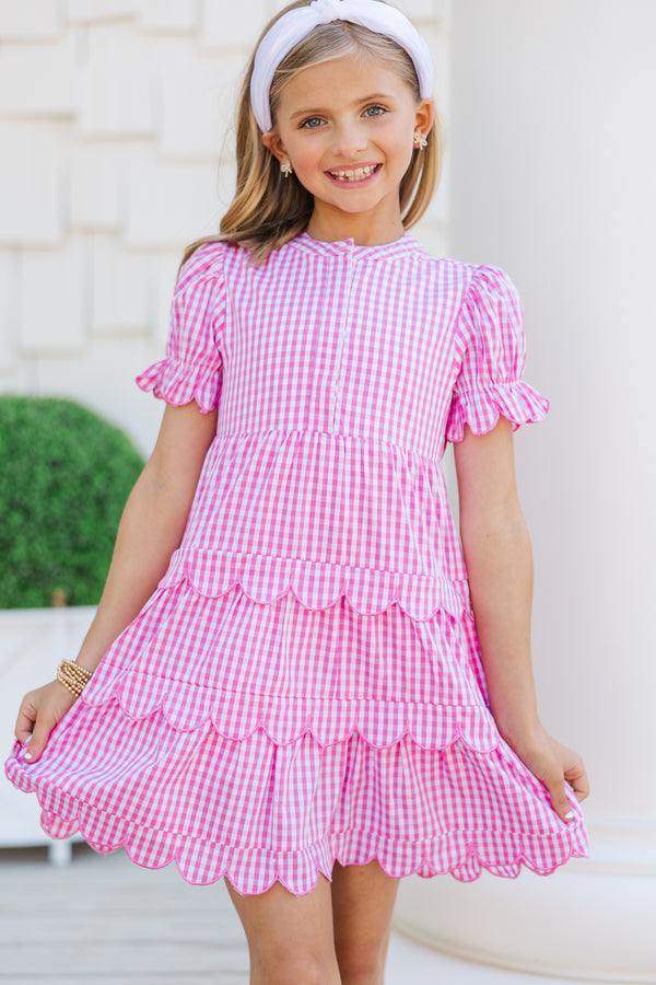 Girls: Perfectly Paired Pink Gingham Dress