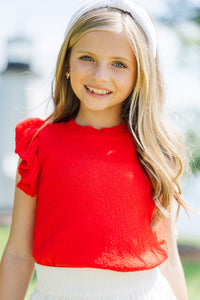 Girls: Certain Joy Red Knit Top