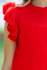 Girls: Certain Joy Red Knit Top