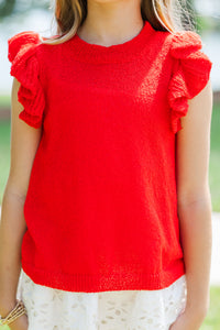Girls: Certain Joy Red Knit Top