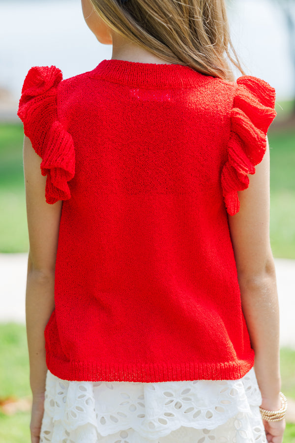Girls: Certain Joy Red Knit Top