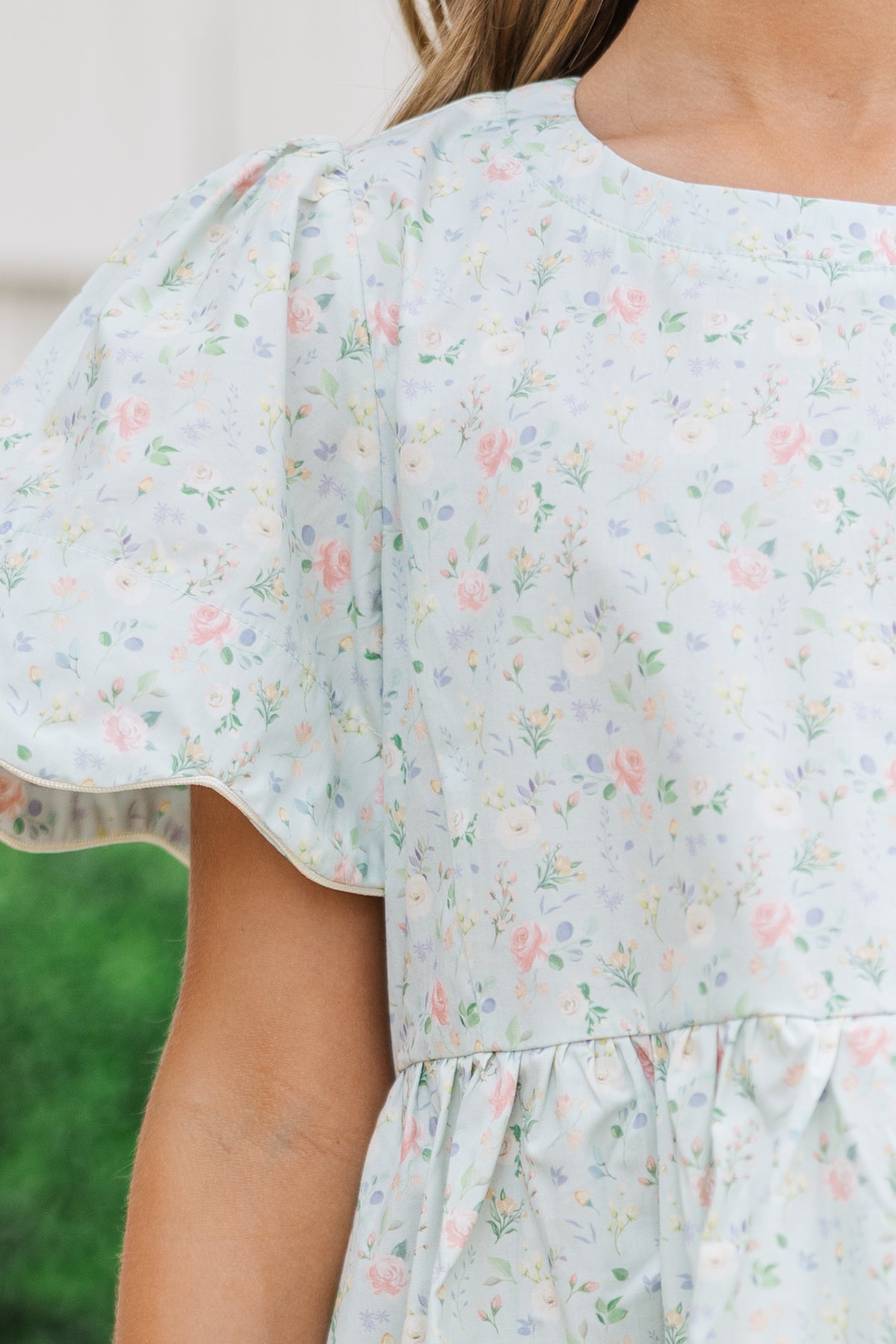 Girls: Time Goes By Sage Green Floral Scalloped Dress – Shop the Mint