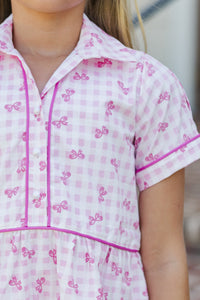 Girls: All You Need To Hear Pink Gingham Babydoll Dress