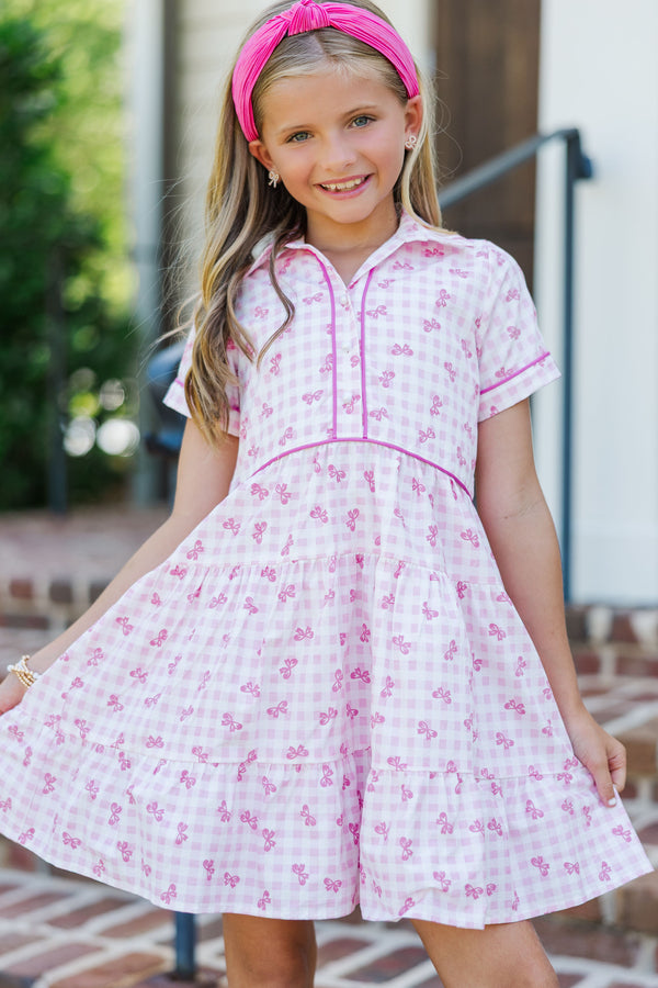 Girls: All You Need To Hear Pink Gingham Babydoll Dress