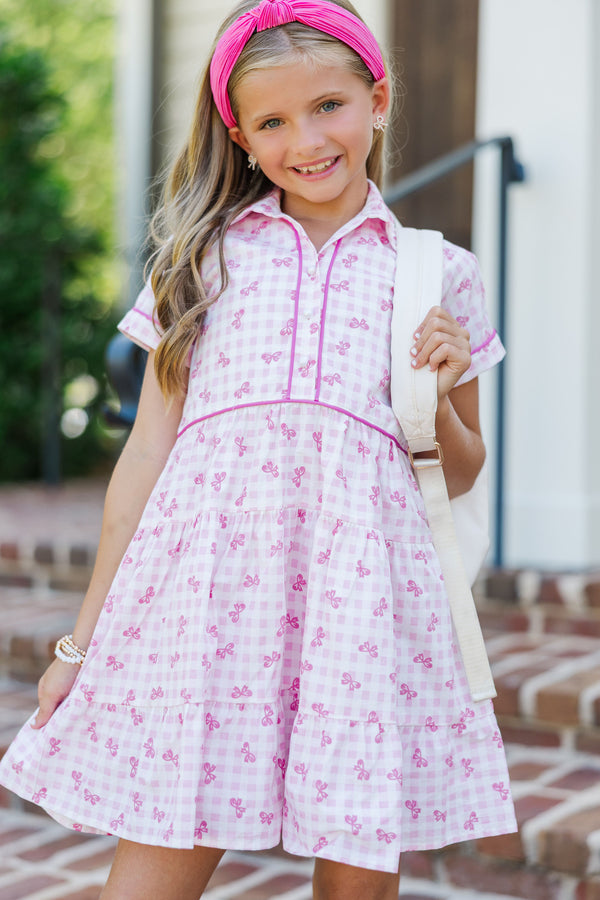 Girls: All You Need To Hear Pink Gingham Babydoll Dress