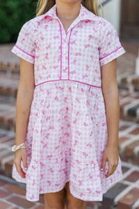 Girls: All You Need To Hear Pink Gingham Babydoll Dress