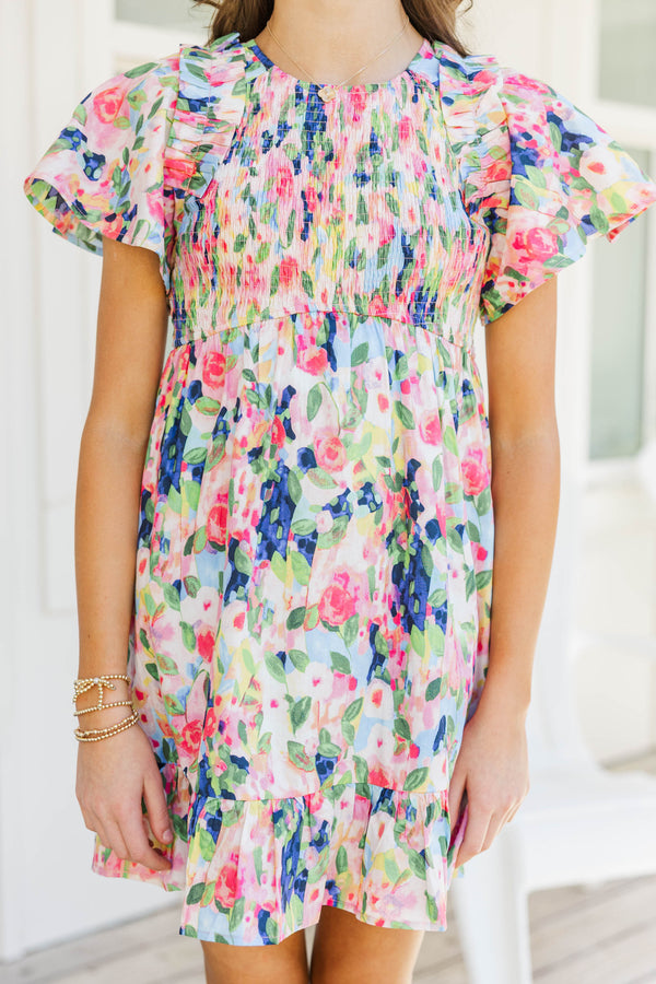 Girls: Find Your Way Mint Multi Floral Dress