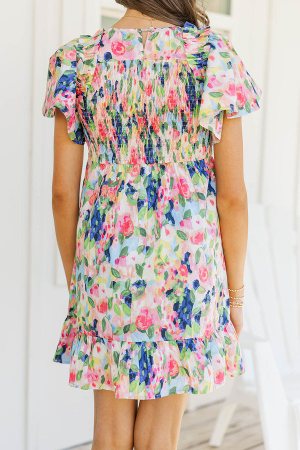 Girls: Find Your Way Mint Multi Floral Dress