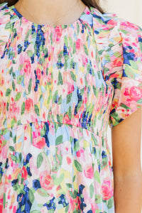 Girls: Find Your Way Mint Multi Floral Dress